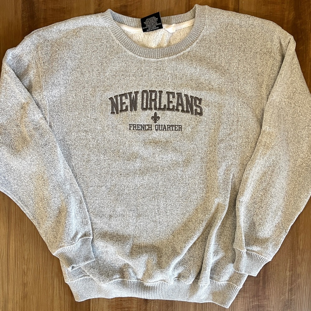 New Orleans French Quarter Gray Crewneck Sweater